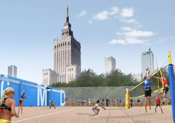 1000 ton piasku. Przed Pałacem Kultury i Nauki powstaje strefa rekreacji 1000 ton piasku. Przed Pałacem Kultury i Nauki powstaje strefa rekreacji