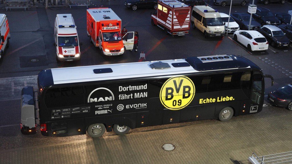 Wybuch przed meczem Ligi Mistrzów. Ranny piłkarz Borussi Dortmund Wybuch przed meczem Ligi Mistrzów. Ranny piłkarz Borussi Dortmund
