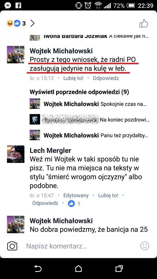 Poznański działacz Razem: “Radni PO zasługują na kulę w łeb” Poznański działacz Razem: “Radni PO zasługują na kulę w łeb”