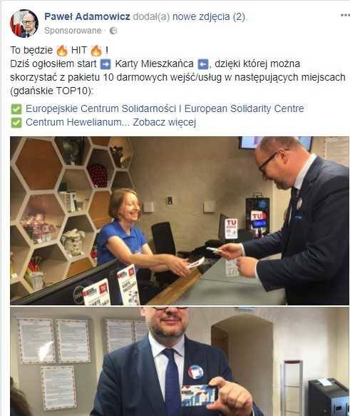 Gdańsk: Prezydent Adamowicz wykupił post sponsorowany na Facebooku. Kto za to zapłacił? Gdańsk: Prezydent Adamowicz wykupił post sponsorowany na Facebooku. Kto za to zapłacił?